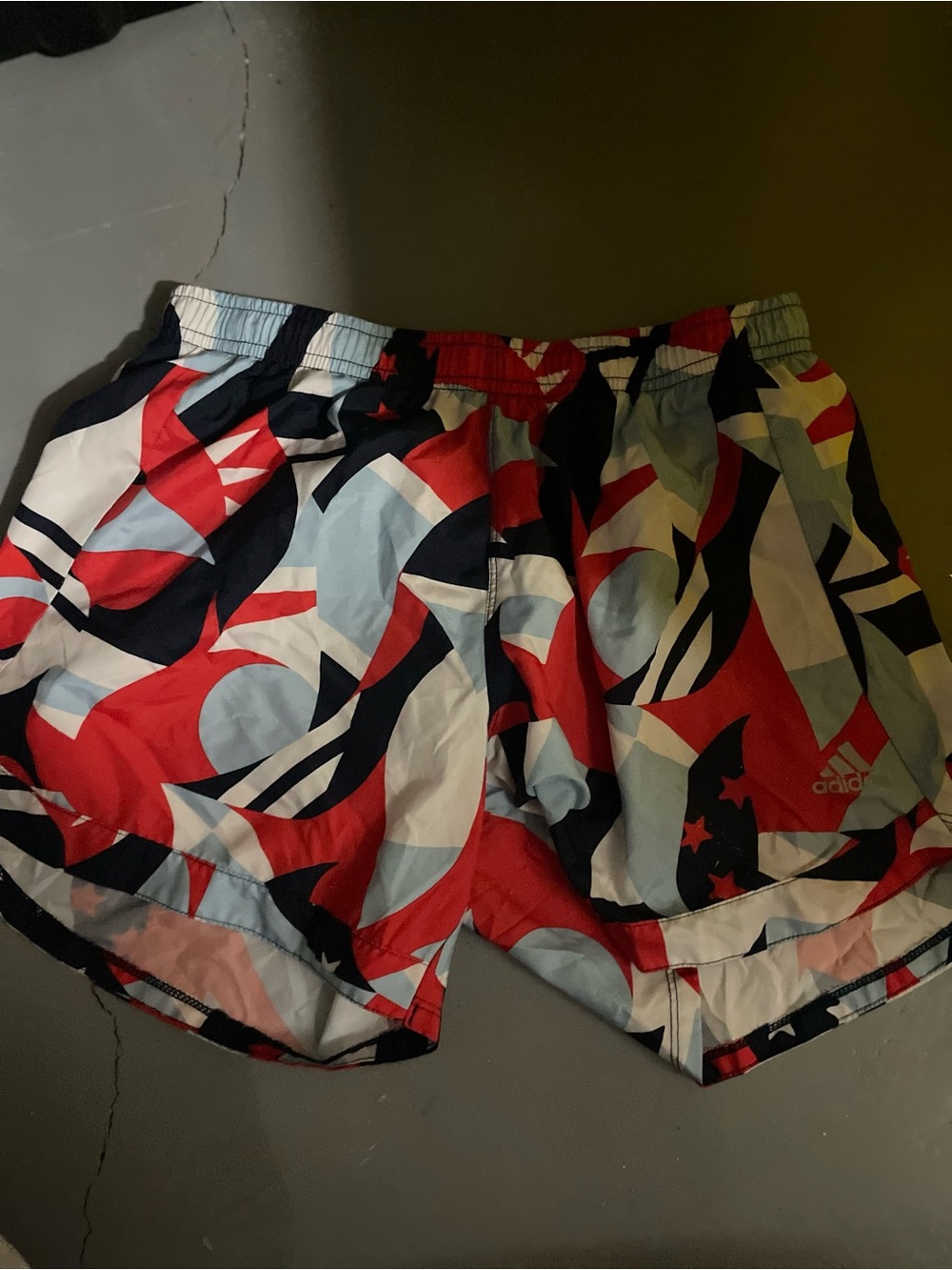 adidas Navy Shorts with Red and Light Blue Abstract Trim 4th of July Youth L 16